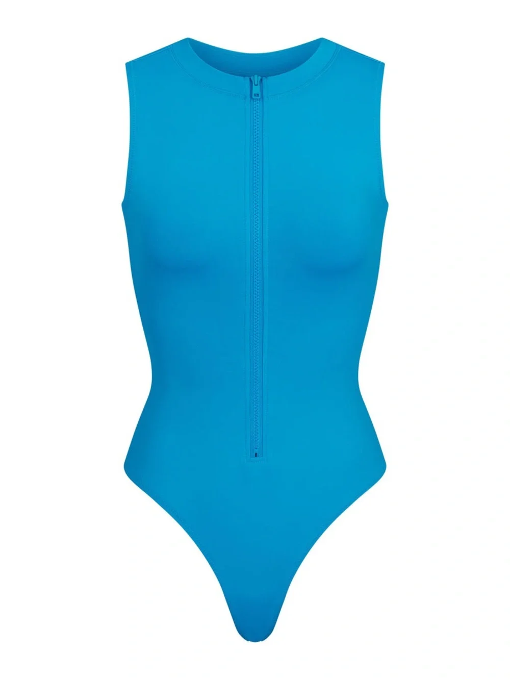 SKIMS High-Neck Zip One-Piece Swimsuit - Turquoise